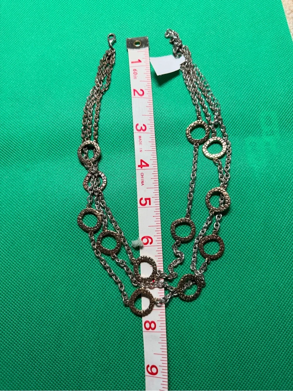 Layered Gold-Tone Circle Link Necklace